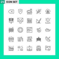 Pack of 25 Line Style Icon Set. Outline Symbols for print. Creative Signs Isolated on White Background. 25 Icon Set. vector