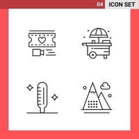 4 Icon Pack Line Style Outline Symbols on White Background. Simple Signs for general designing. vector