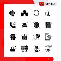 Creative Set of 16 Universal Glyph Icons isolated on White Background vector