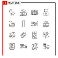 16 General Icons for website design print and mobile apps. 16 Outline Symbols Signs Isolated on White Background. 16 Icon Pack. vector