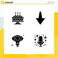 colección de 4 iconos sólidos universales. conjunto de iconos para web y móvil. vector