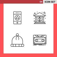 4 Icon Pack Line Style Outline Symbols on White Background. Simple Signs for general designing. vector