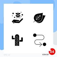 paquete moderno de 4 iconos. símbolos de glifos sólidos aislados en el fondo blanco para el diseño de sitios web vector