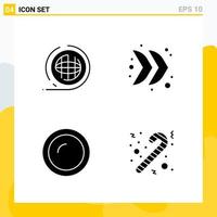 colección de 4 iconos sólidos universales. conjunto de iconos para web y móvil. vector