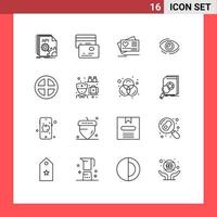 Set of 16 Modern UI Icons Symbols Signs for see looking card look eye Editable Vector Design Elements