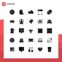 User Interface Pack of 25 Basic Solid Glyphs of race finish hardware technology products Editable Vector Design Elements