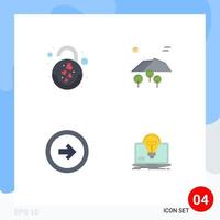 4 iconos planos universales establecidos para aplicaciones web y móviles botón de corazón interfaz de usuario de árbol de corazón elementos de diseño vectorial editables vector