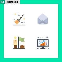 Set of 4 Modern UI Icons Symbols Signs for broom businessman witchcraft open grow Editable Vector Design Elements