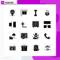 Solid Icon set Pack of 16 Glyph Icons isolated on White Background for Web Print and Mobile Creative Black Icon vector background