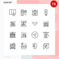 Group of 16 Modern Outlines Set for plant bamboo box signal wifi Editable Vector Design Elements