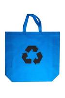 Reusable blue viscose bag isolated on white background photo