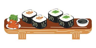 Maki rolls with cucumber and fish vector