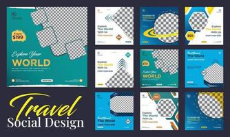 Travel social media post business webinar for social media story, business post or stories banner template geometric shape design for attractive abstract elements post background space vector