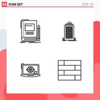 Collection of 4 Vector Icons in Line style Modern Outline Symbols for Web and Mobile Line Icon Sign Isolated on White Background 4 Icons