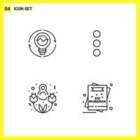 4 Icon Set Simple Line Symbols Outline Sign on White Background for Website Design Mobile Applications and Print Media vector