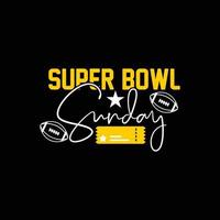 diseño de camisetas de vector de super bowl domingo. diseño de camiseta de super bowl. se puede utilizar para imprimir tazas, diseños de pegatinas, tarjetas de felicitación, afiches, bolsos y camisetas.