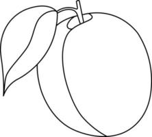 ilustración vectorial de albaricoque, albaricoque con una hoja, fruta de verano, comida saludable y orgánica, estilo garabato y boceto vector