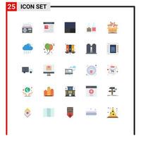 Pack of 25 Modern Flat Colors Signs and Symbols for Web Print Media such as goods business grid box bottl Editable Vector Design Elements