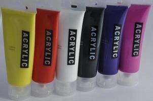 Several acrylic paints for creativity photo