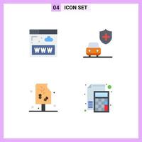 Universal Icon Symbols Group of 4 Modern Flat Icons of communications drink www security accounting Editable Vector Design Elements