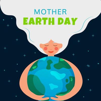Happy Earth Day Banner with women. Illustration of a happy earth day banner