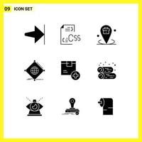 Pictogram Set of 9 Simple Solid Glyphs of global things business internet placeholder Editable Vector Design Elements