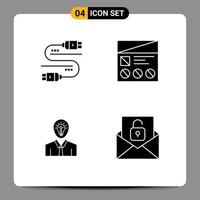 Editable Vector Line Pack of Simple Solid Glyphs of cable man share prototype success Editable Vector Design Elements