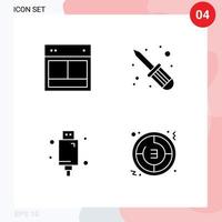 User Interface Pack of 4 Basic Solid Glyphs of design devices web screw driver electronic Editable Vector Design Elements