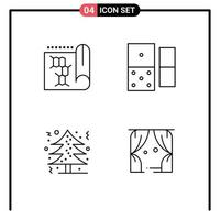 Line Pack of 4 Universal Symbols of biology holidays science dominoes entertainment Editable Vector Design Elements