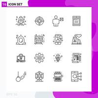16 iconos creativos signos y símbolos modernos de aguacate microondas avatar carta de cocina elementos de diseño vectorial editables vector