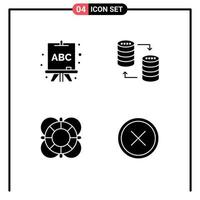 Stock Vector Icon Pack of 4 Line Signs and Symbols for abc help database storage outline Editable Vector Design Elements