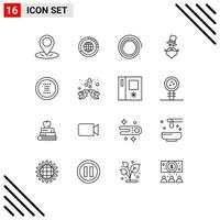 Set of 16 Modern UI Icons Symbols Signs for app santa clause statistics movember moustache Editable Vector Design Elements