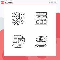 Line Pack of 4 Universal Symbols of cog love tube management china Editable Vector Design Elements