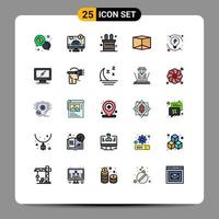 Universal Icon Symbols Group of 25 Modern Filled line Flat Colors of computer progression money process product Editable Vector Design Elements