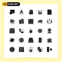 Pack of 25 creative Solid Glyphs of document networking banking competencies ssl Editable Vector Design Elements