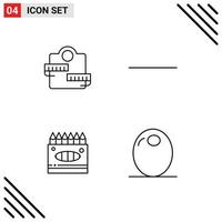 Set of 4 Modern UI Icons Symbols Signs for weight paint sport crayons food Editable Vector Design Elements