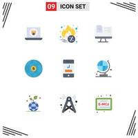 Set of 9 Modern UI Icons Symbols Signs for missed arrows file dollar globe Editable Vector Design Elements