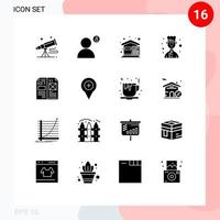 Mobile Interface Solid Glyph Set of 16 Pictograms of cook avatar privacy house costs Editable Vector Design Elements