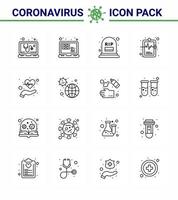 16 Line Coronavirus disease and prevention vector icon care medical record count illness health viral coronavirus 2019nov disease Vector Design Elements