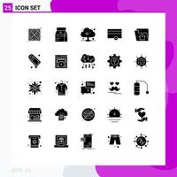 Editable Vector Line Pack of 25 Simple Solid Glyphs of service file cloud home money Editable Vector Design Elements