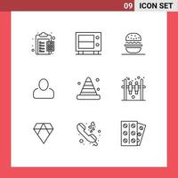 Modern Set of 9 Outlines and symbols such as construction blocker burger user administrator Editable Vector Design Elements