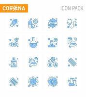 Coronavirus Awareness icon 16 Blue icons icon included medical healthcare pill virus bacteria viral coronavirus 2019nov disease Vector Design Elements