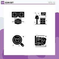 Universal Icon Symbols Group of 4 Modern Solid Glyphs of glasses search home lump shopping Editable Vector Design Elements