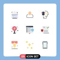 Stock Vector Icon Pack of 9 Line Signs and Symbols for html board personal data protection traffic city Editable Vector Design Elements