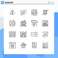 16 iconos creativos signos y símbolos modernos de subcontratar saludos independientes conector hdmi elementos de diseño vectorial editables vector