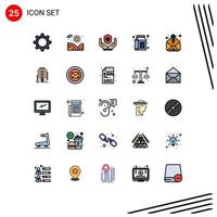 Stock Vector Icon Pack of 25 Line Signs and Symbols for building inbox shield email pack Editable Vector Design Elements