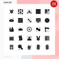 Pictogram Set of 25 Simple Solid Glyphs of book equipment egg electronic devices Editable Vector Design Elements