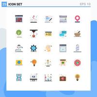 User Interface Pack of 25 Basic Flat Colors of location sound coding module rack Editable Vector Design Elements