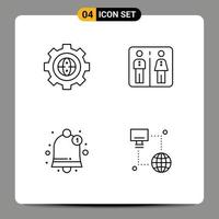 Stock Vector Icon Pack of 4 Line Signs and Symbols for browser interface development elevator user Editable Vector Design Elements