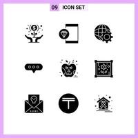 Universal Icon Symbols Group of 9 Modern Solid Glyphs of halloween comment development chat internet Editable Vector Design Elements